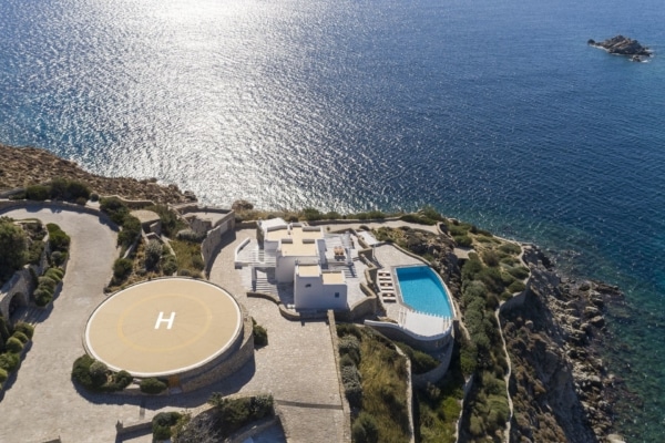 The helipad at AGL Luxury villas for direct arrival via private helicopter charter. 